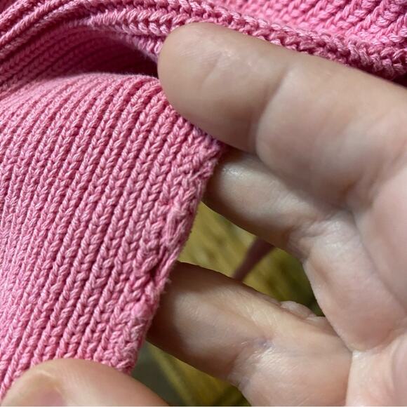 Aerie Pink Crew Neck Sweater with Ribbed Knit small 100% cotton oversized cozy - Picture 4 of 10